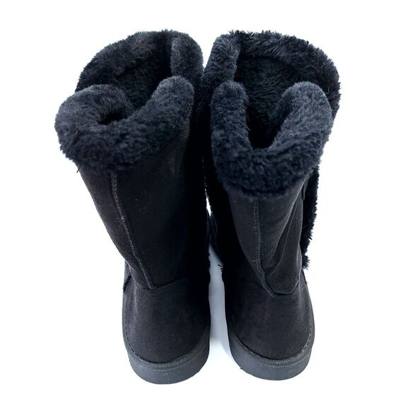 Sag Habor Black Bailey Button Bling Faux Suede Fur Lined Boots Sz 9 - Picture 6 of 9